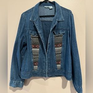5. Outerwear: Shacket Nostalgia Brand Denim Shirt Jacket Tribal Southwest Print